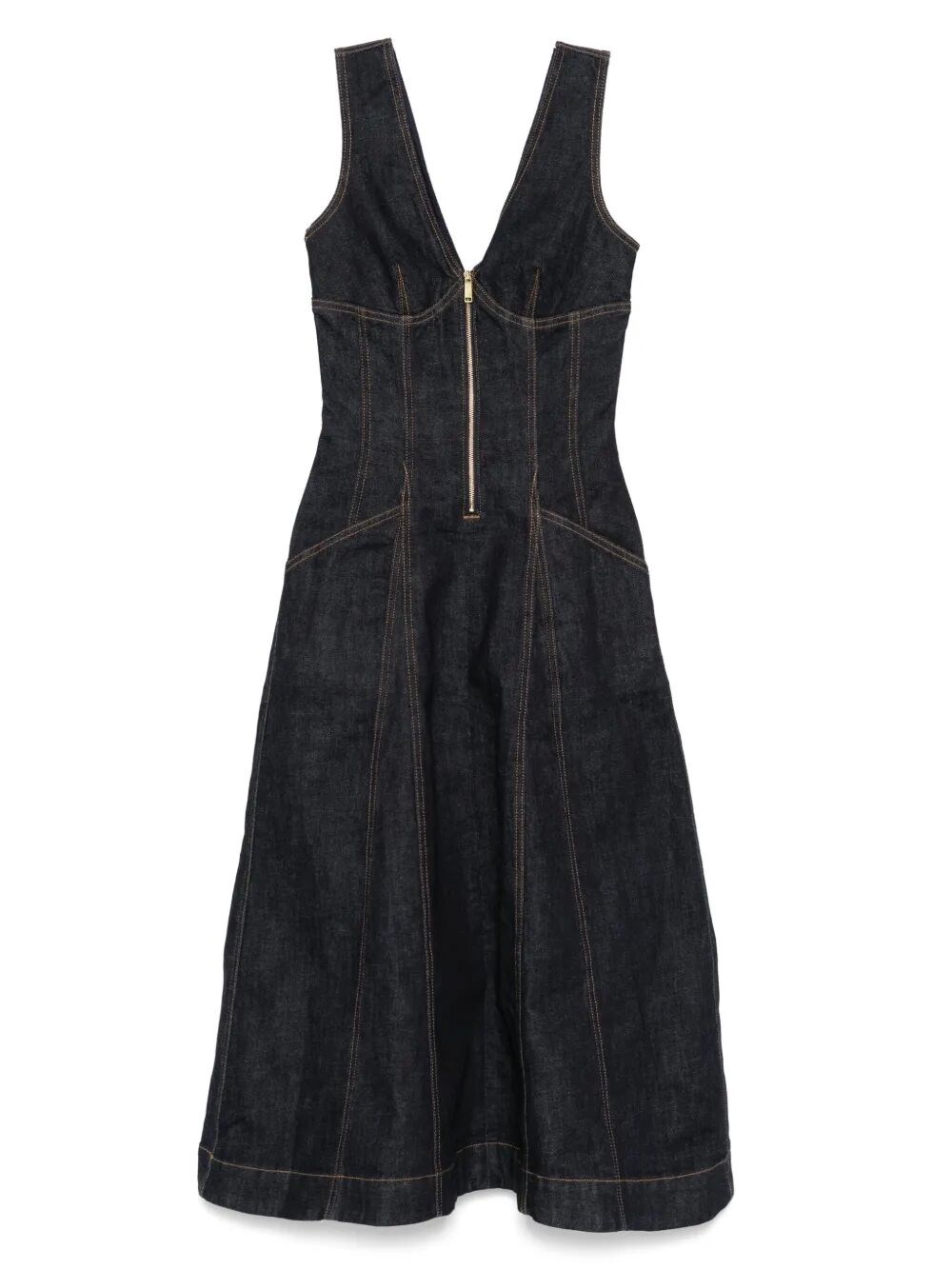 Self-portrait V-neck Denim Midi Dresses In Blue