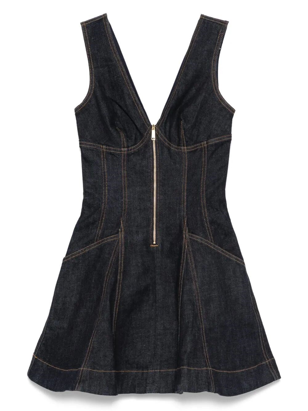 Self-portrait Navy Blue Dress With Bustier Neckline And Zip Detail
