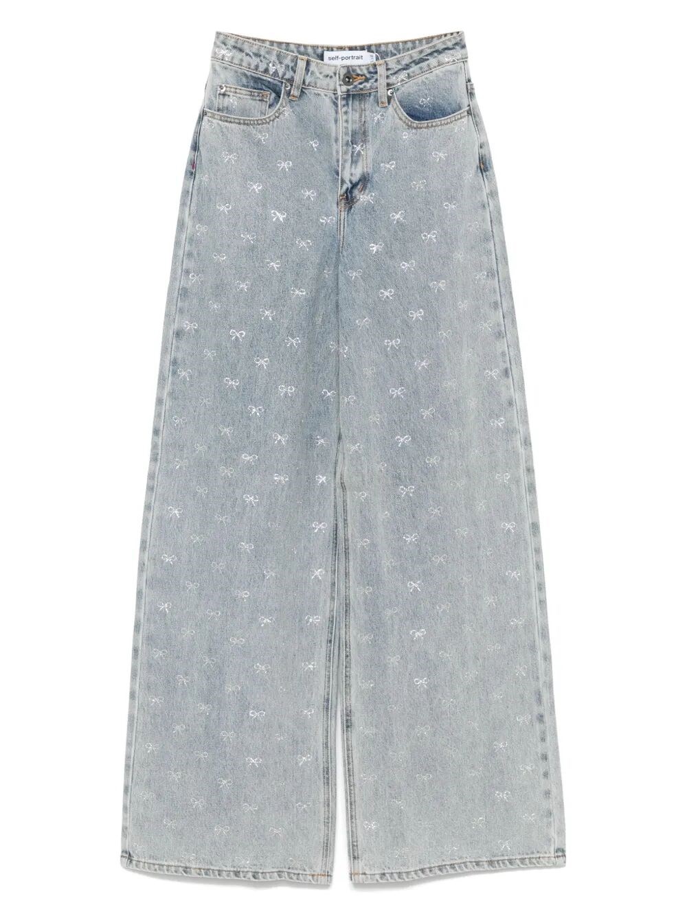 Shop Self-portrait Diamante Bow Jeans