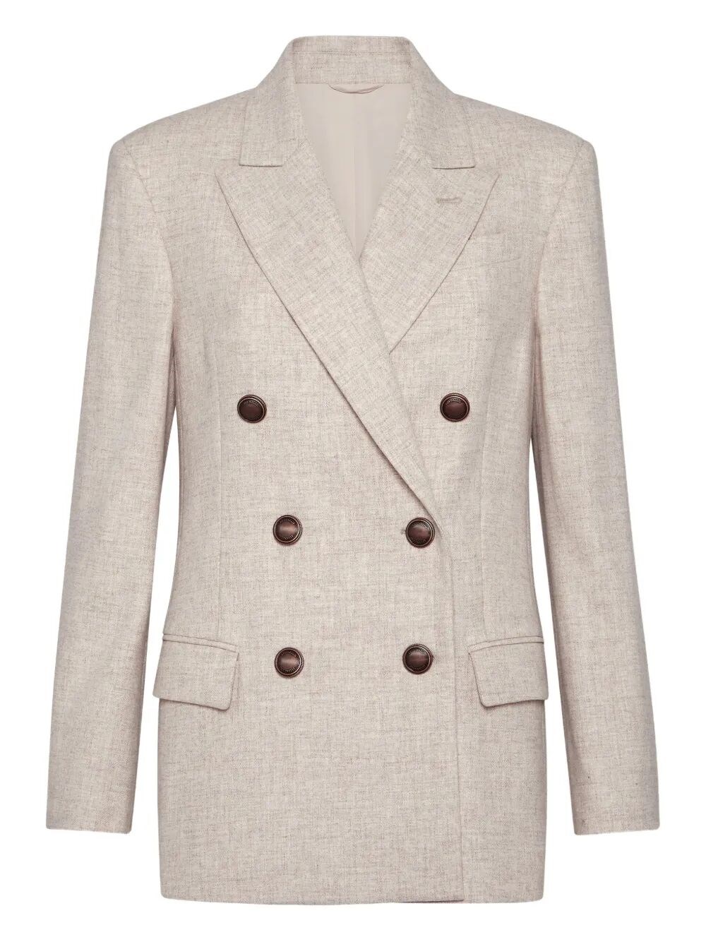 Brunello Cucinelli Beige Double-breasted Jacket In Wool And Cashmere In Neutral