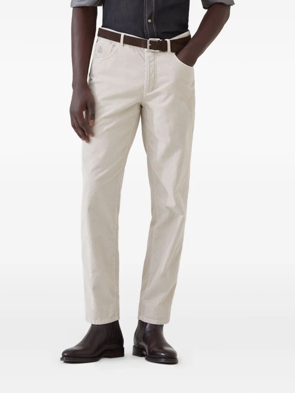 スラックス Brunello Cucinelli Corduroy Pants Cotton corduroy slim pants in red - Brunello Cucinelli