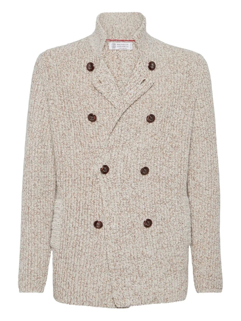 Brunello Cucinelli Cardigan With Metal Buttons In Neutral