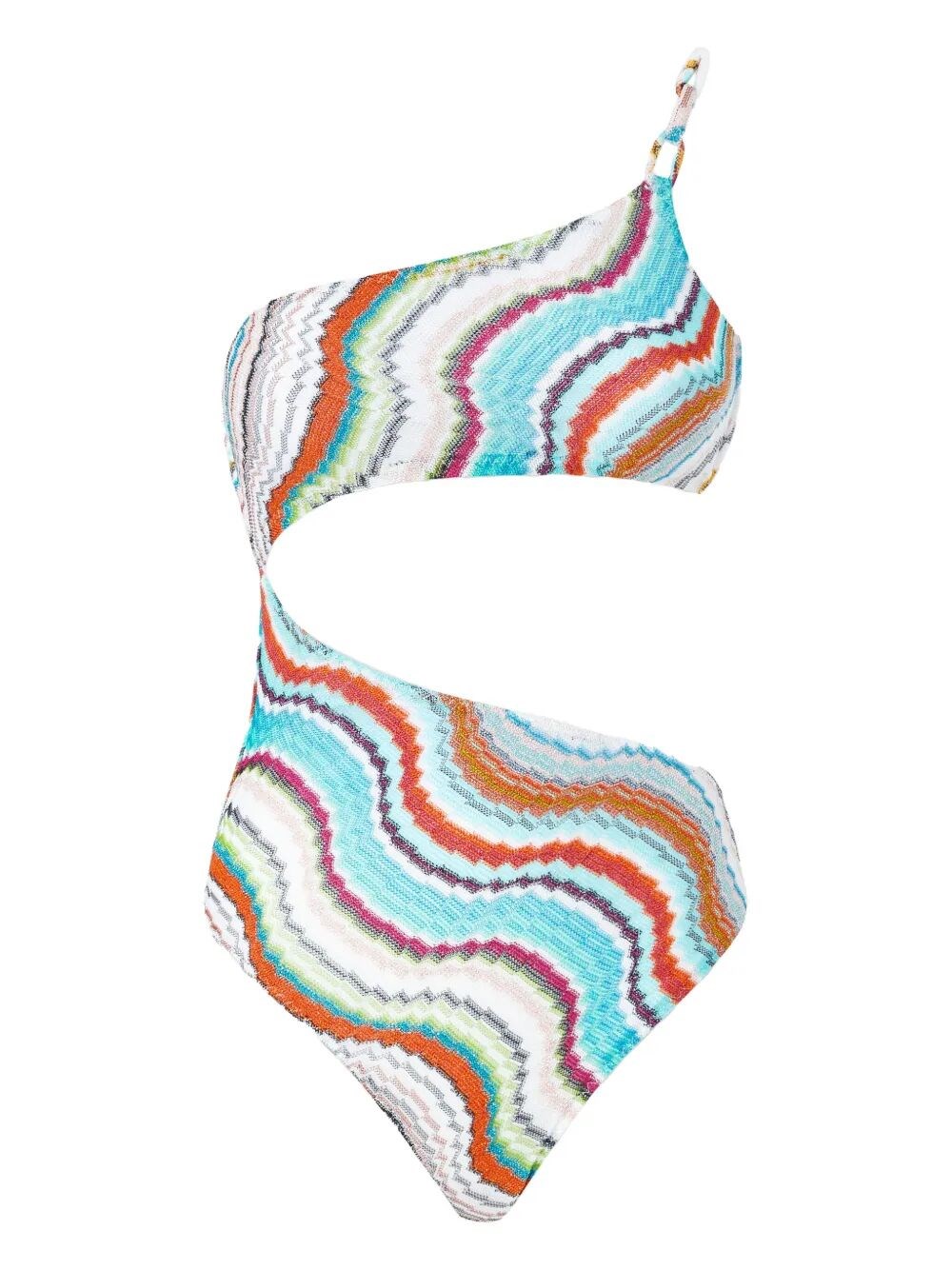 Missoni Multicolor Wave Asymmetric Cutout One-piece Swimsuit
