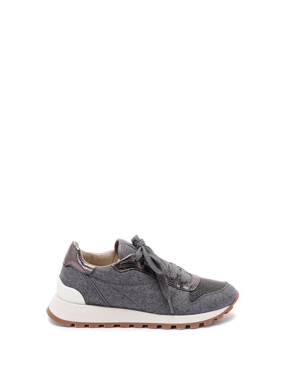 Brunello Cucinelli Low Top Sneakers With Contrast Sole And Textured Panels