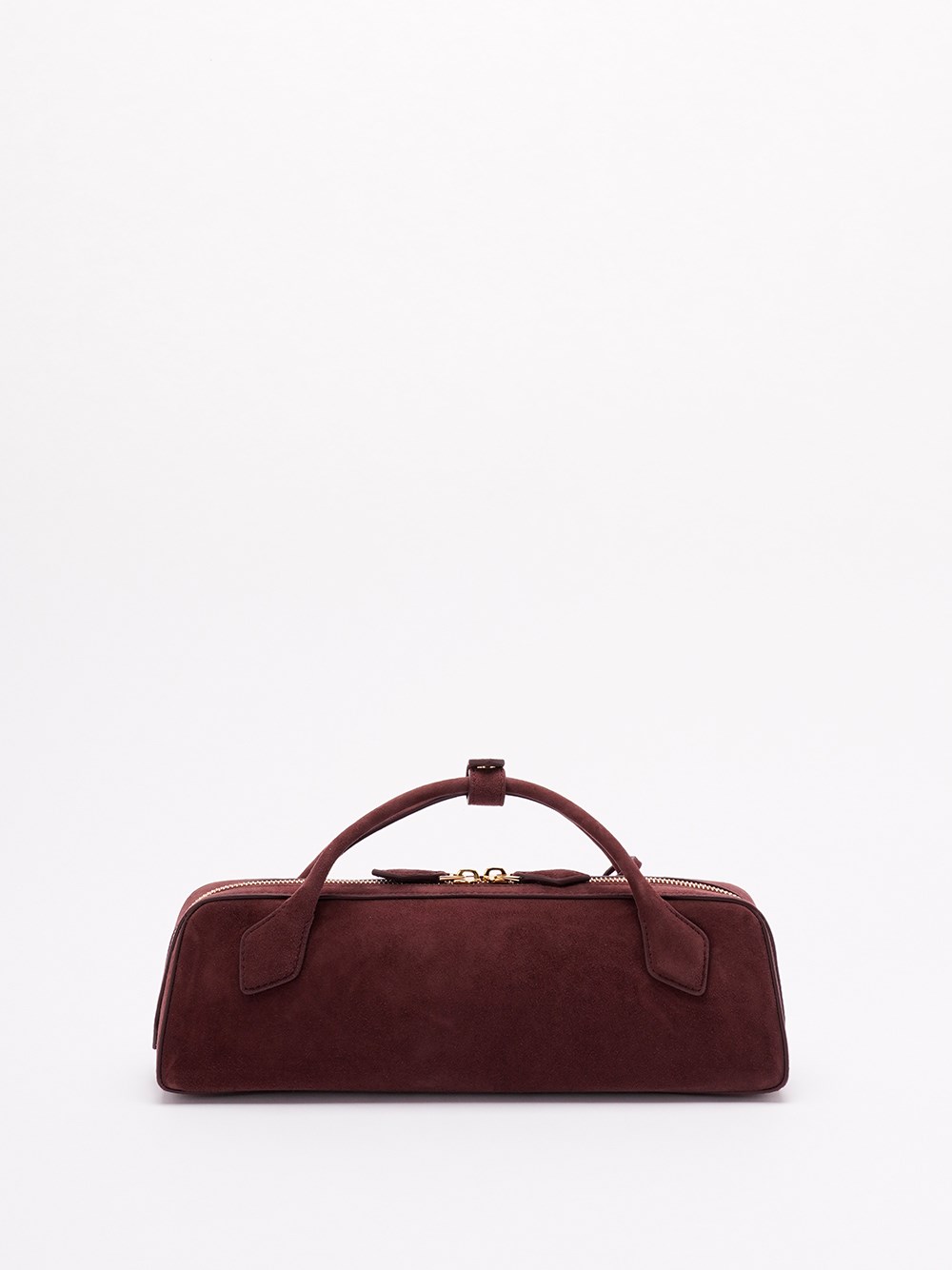 alaia `le teckel` clutch in suede goatskin available on