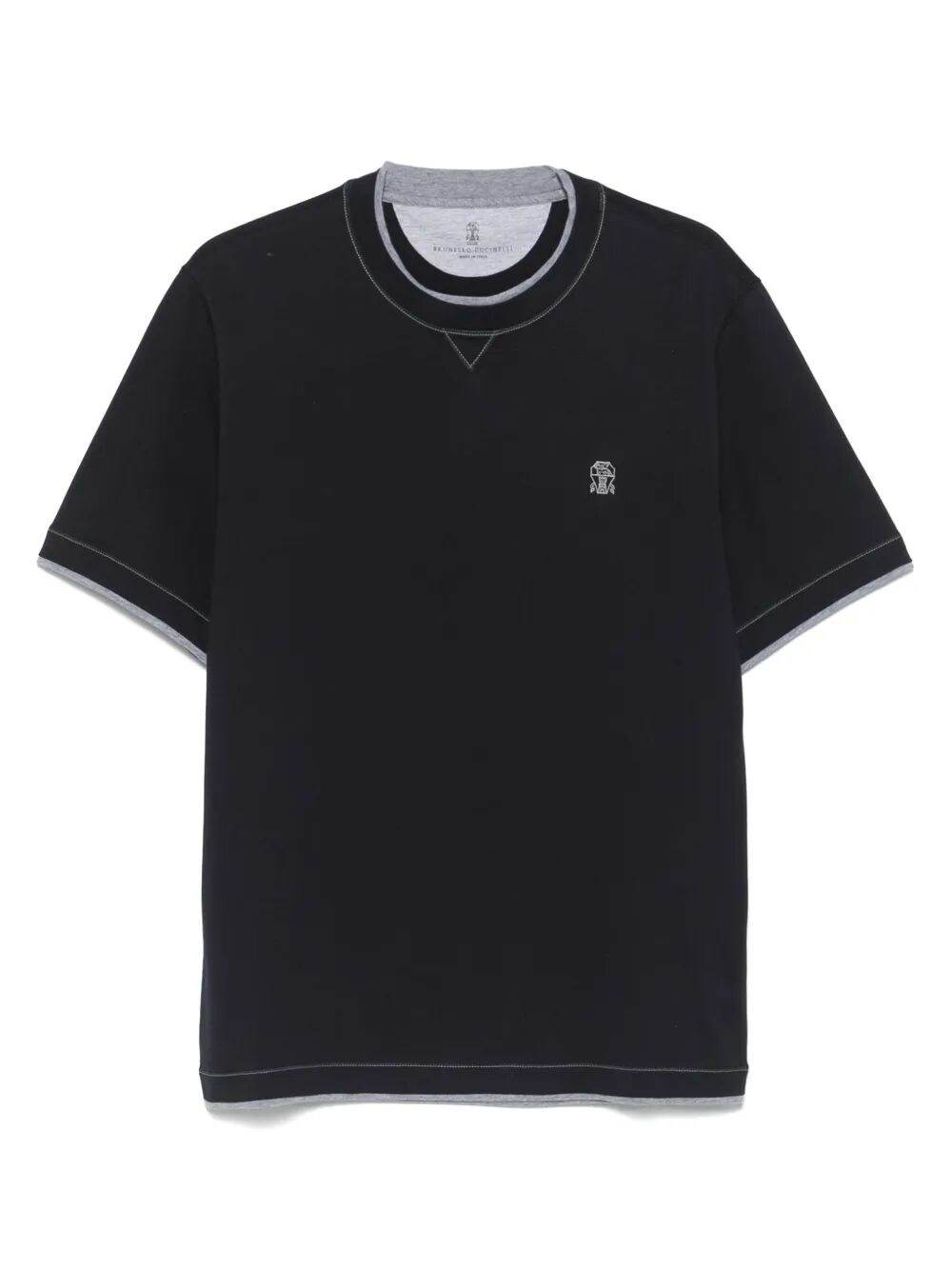 Brunello Cucinelli Cotton Jersey Crew Neck T-shirt With Logo Clothing In Black