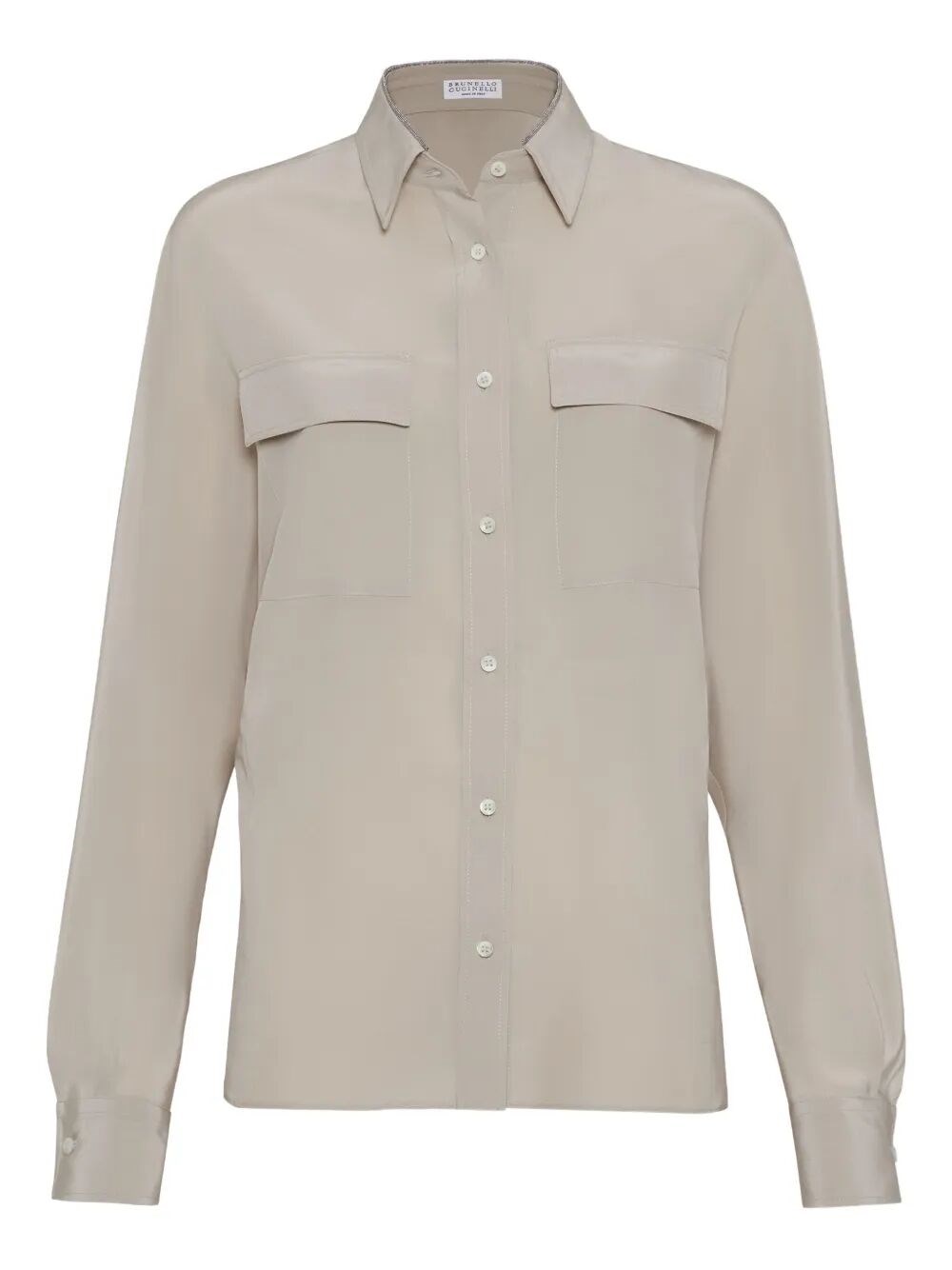 Brunello Cucinelli Crepe De Chine Shirt In Brown