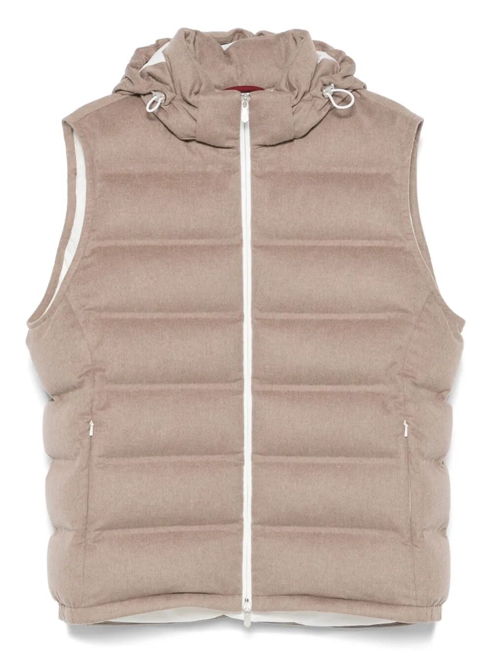 Brunello Cucinelli Men Sleeveless Wool Down Jacket With Detachable Hood In Pink