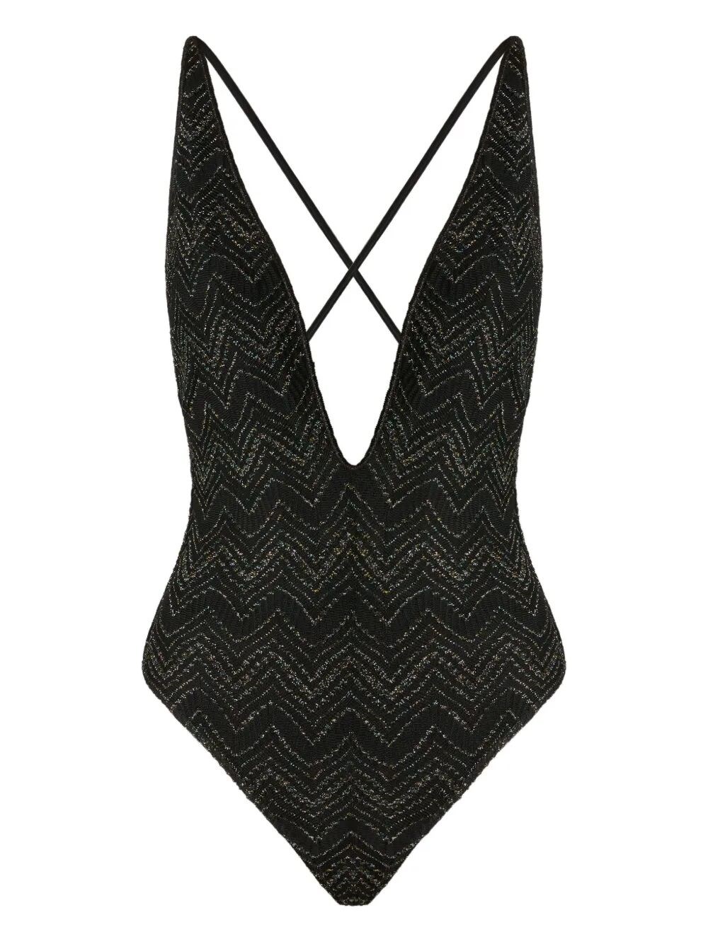 Missoni Zigzag-pattern Swimsuit In Black