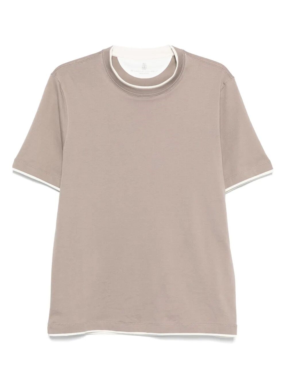 Brunello Cucinelli Men T-shirt With Faux-layering In Brown