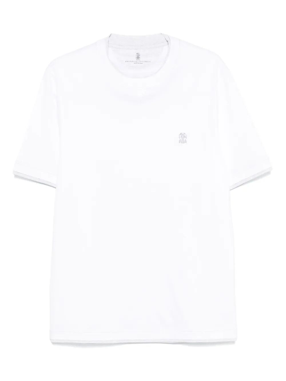 Brunello Cucinelli Men Cotton Jersey Crew-neck T-shirt With Logo And Faux-layering