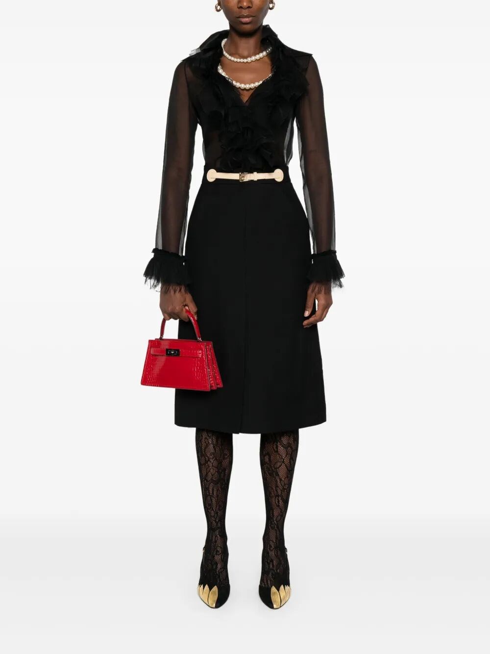 スカート Valentino Garavani Skirt With Leather Details valentino garavani skirt with leather details available on