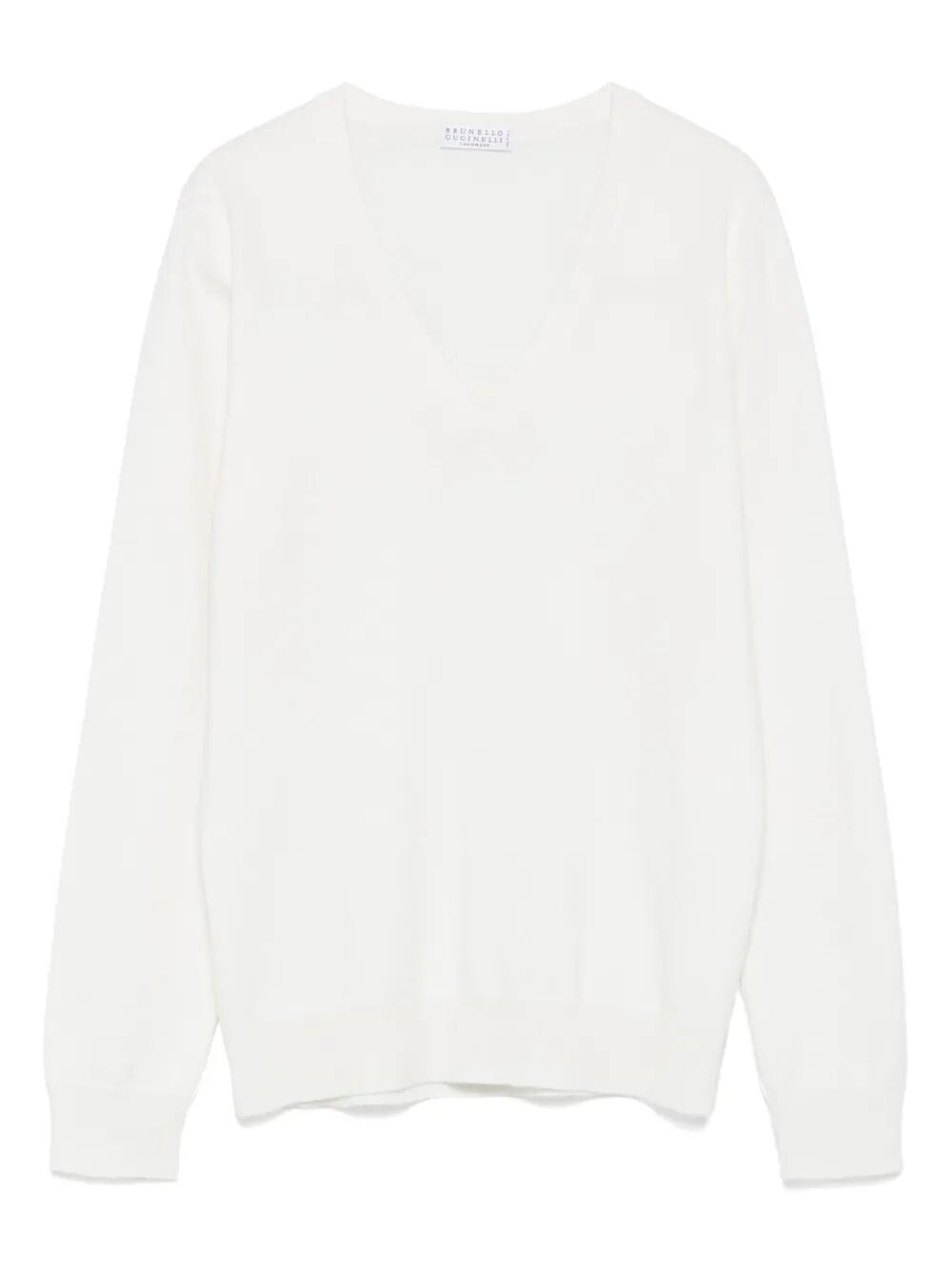 Brunello Cucinelli Cashmere Sweater With Monili In White