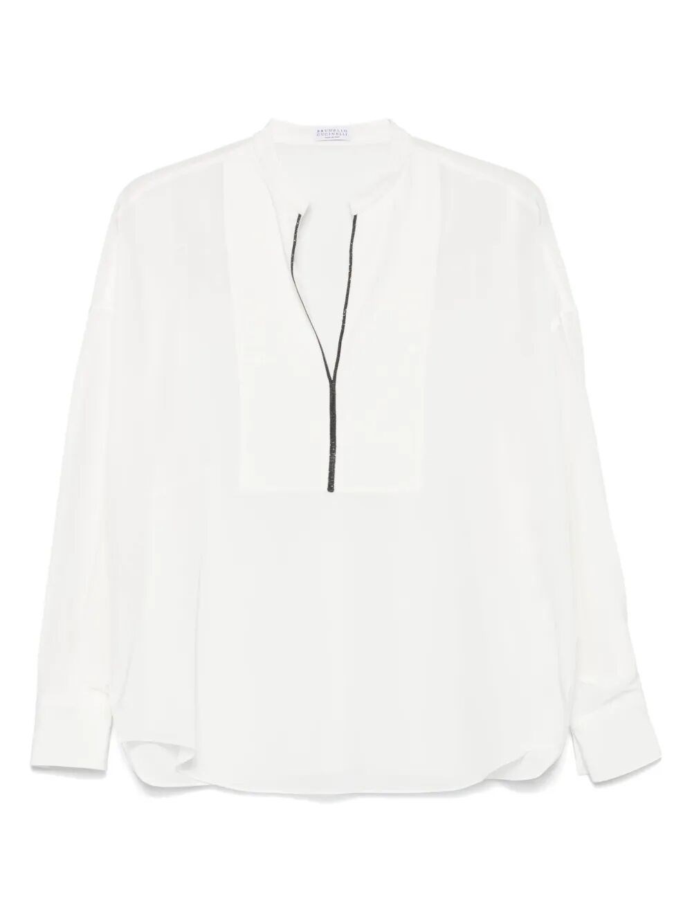 Brunello Cucinelli Monili Silk Blouse In White