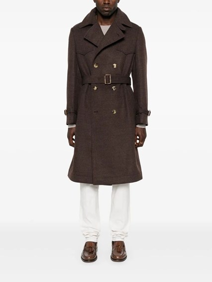コート BRUNELLO CUCINELLI Brunello Cucinelli Coats Brown Brunello Cucinelli - Caffe Alpaca & Wool Double-Breasted Coat