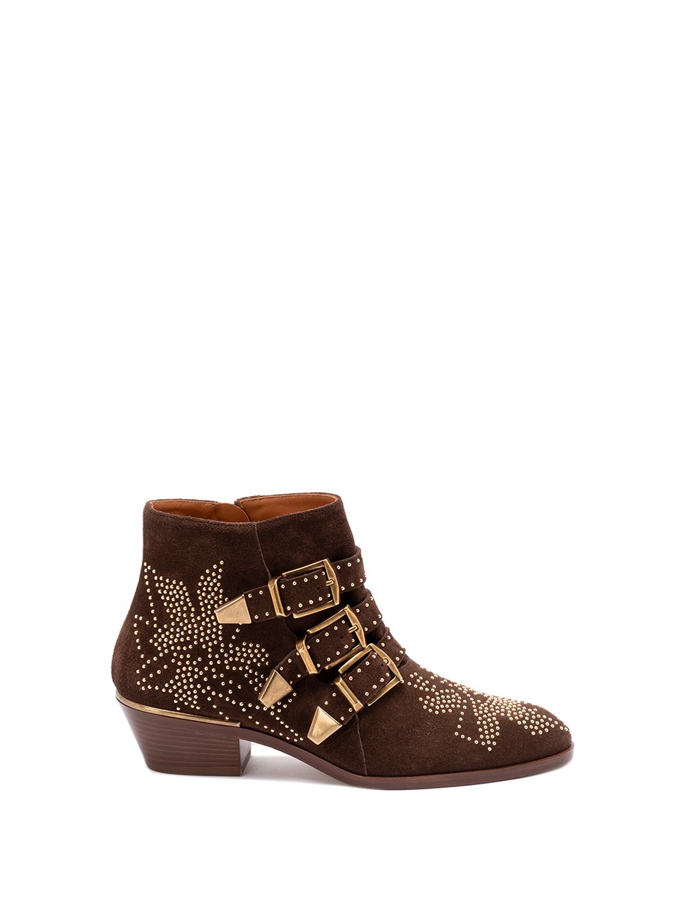Chloé 30mm Susanna Studded Buckle Ankle Boots In Brown