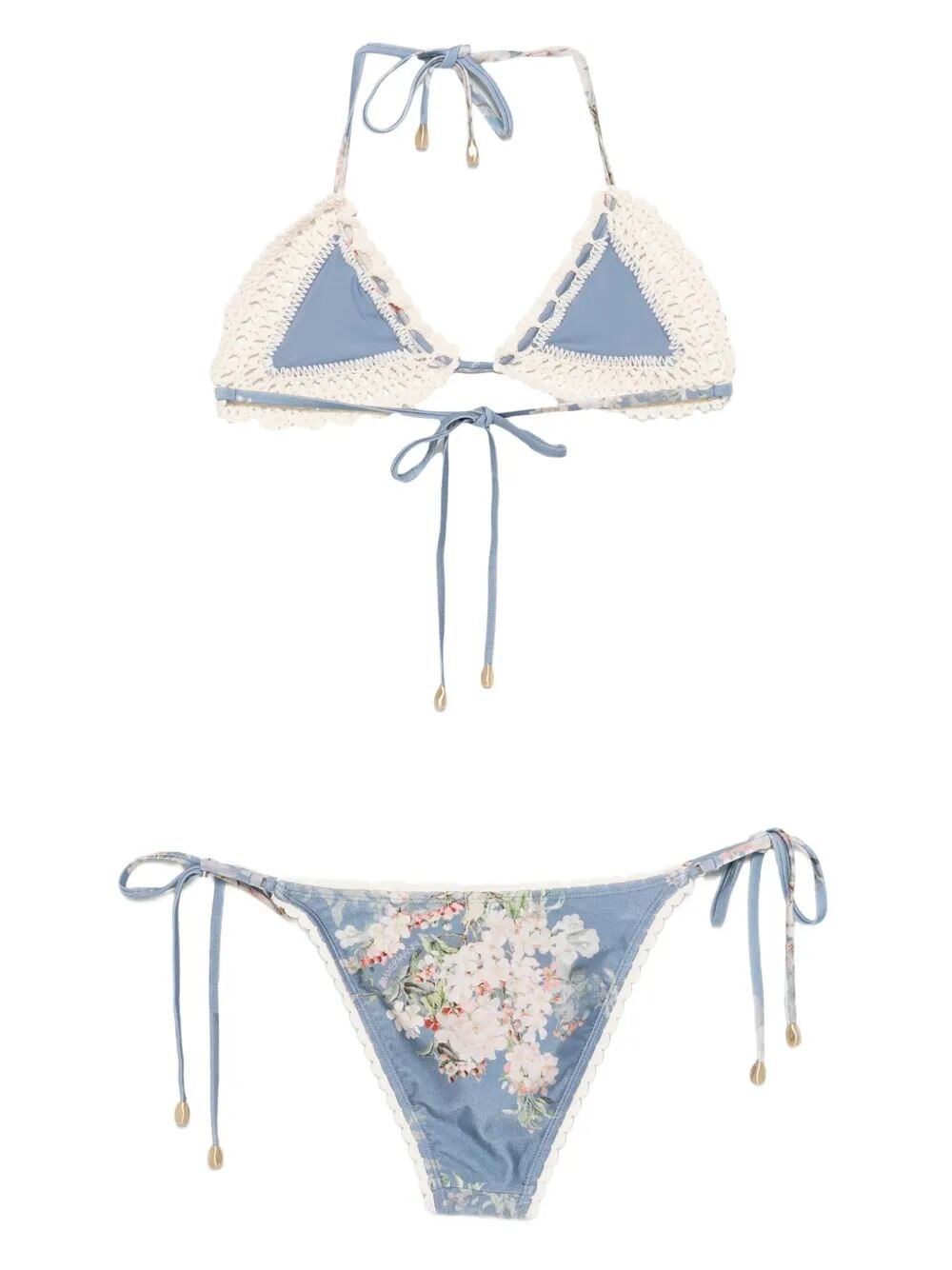 ビキニ Zimmermann 'Cascadian Crochet' bikini Cascadian Crochet Tri Bikini Tea Blue Botanical Floral