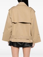 【関税&送料込】Self Portrait Gabardine Trench Jacket Cropped gabardine trench coat in beige - Self Portrait