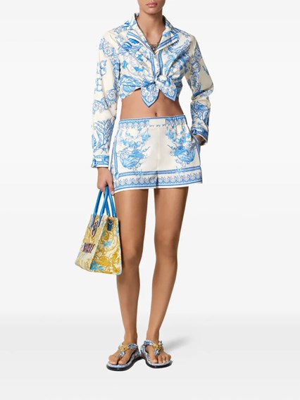 ショートパンツ Versace `Underwater Barocco Bicolour Foulard` Shorts Versace Underwater Barocco Bicolor Foulard Cotton Poplin