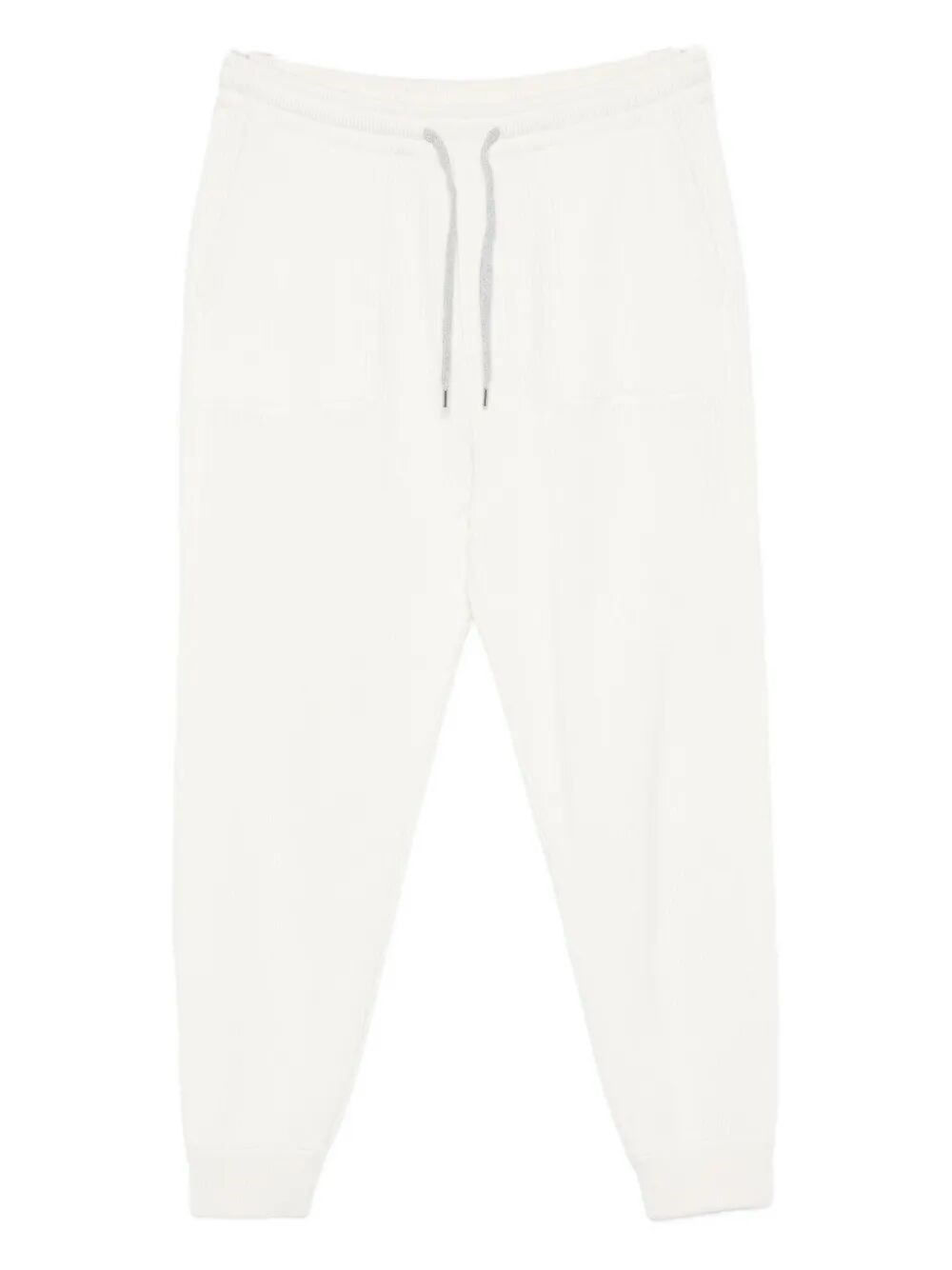 Brunello Cucinelli Men Cashmere English Rib Knit Track Pants In Beige
