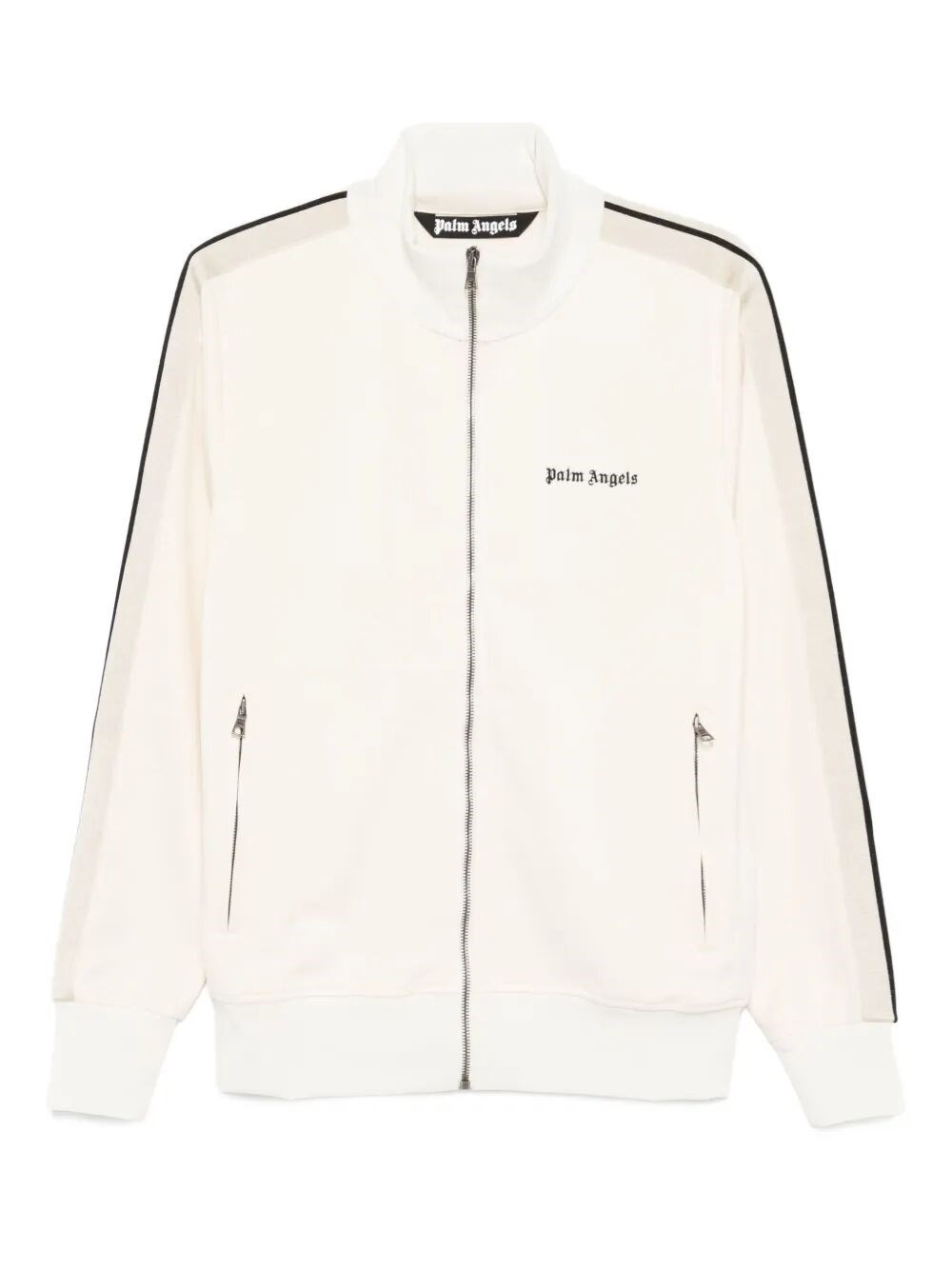 Palm Angels Stripe-detail Zip-up Sweatshirt In Neutral