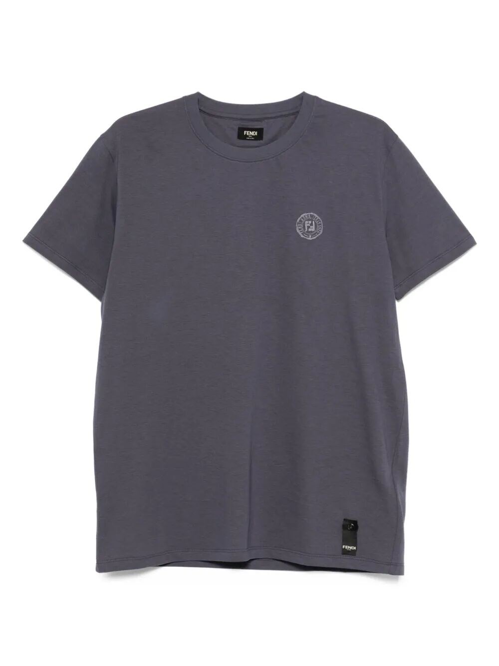 Fendi Cotton T-shirt With Ff Detail In Blue