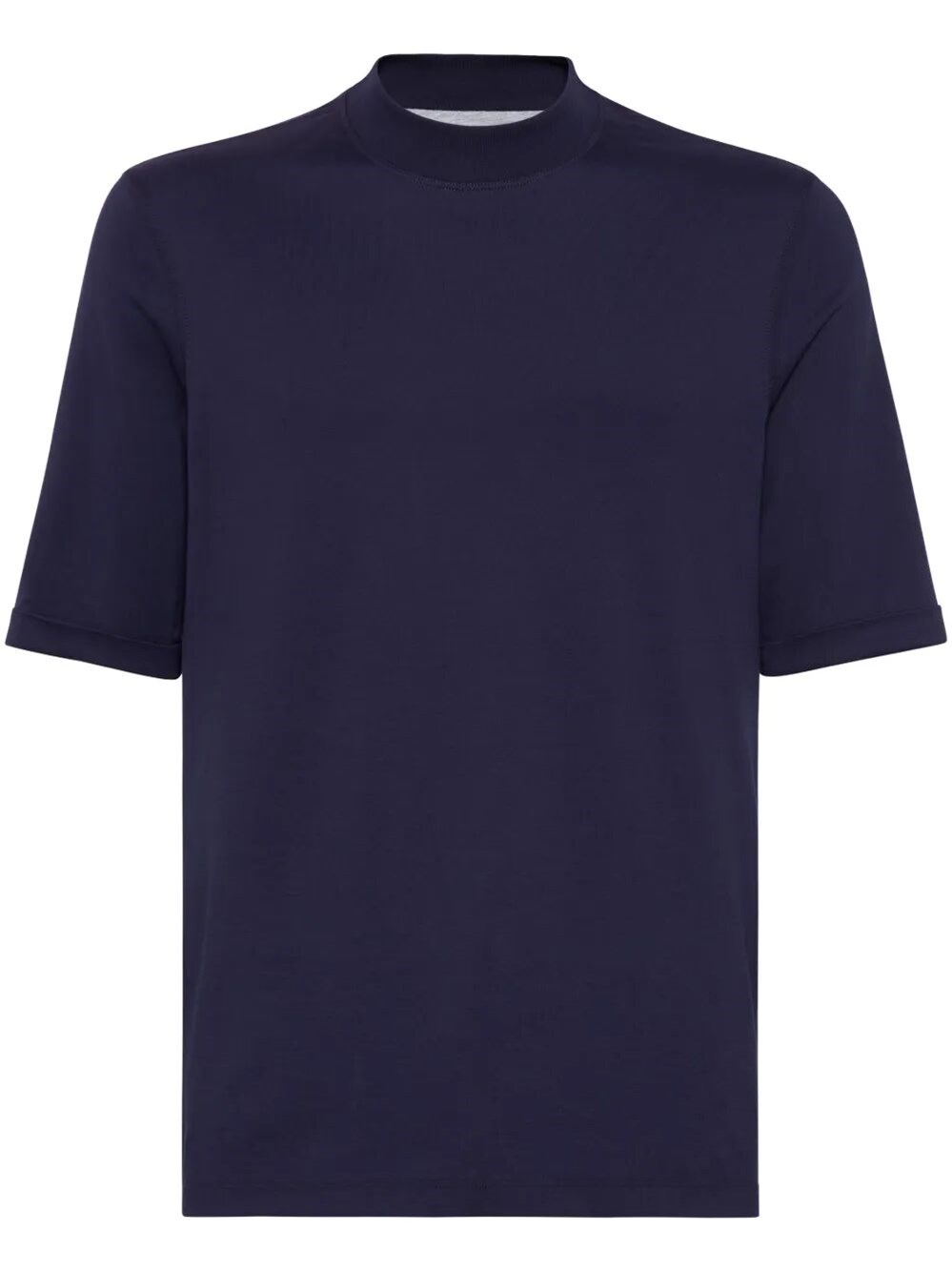 Brunello Cucinelli Contrasting-trims Solid T-shirts In Blue