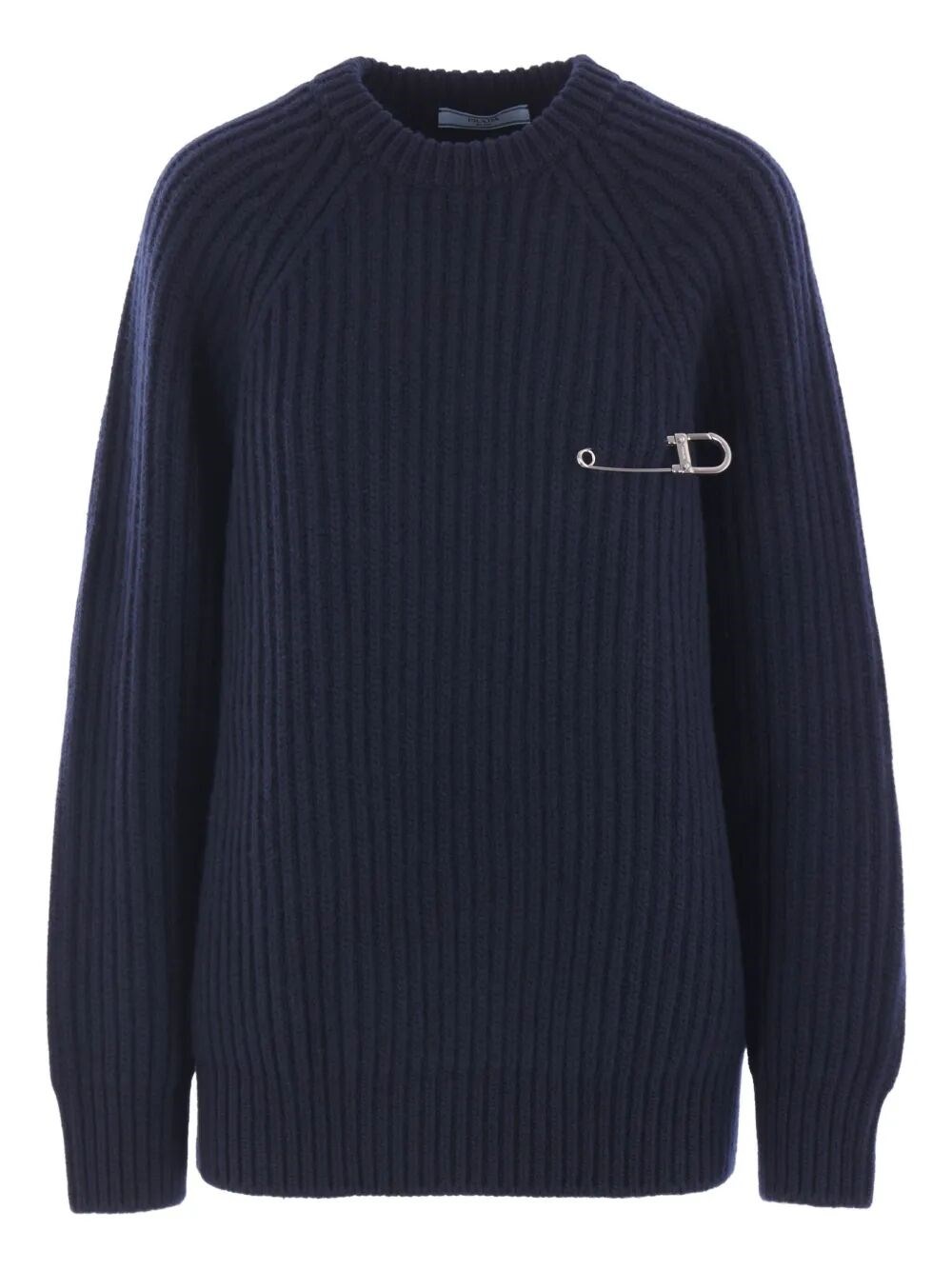 Prada Round Neck Sweater In Blue