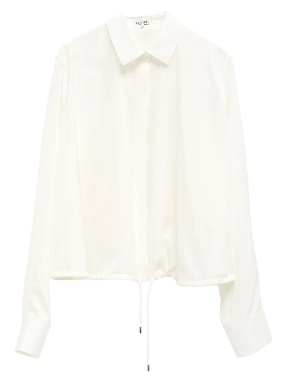 Loewe White Balloon-sleeve Silk Shirt In Multi