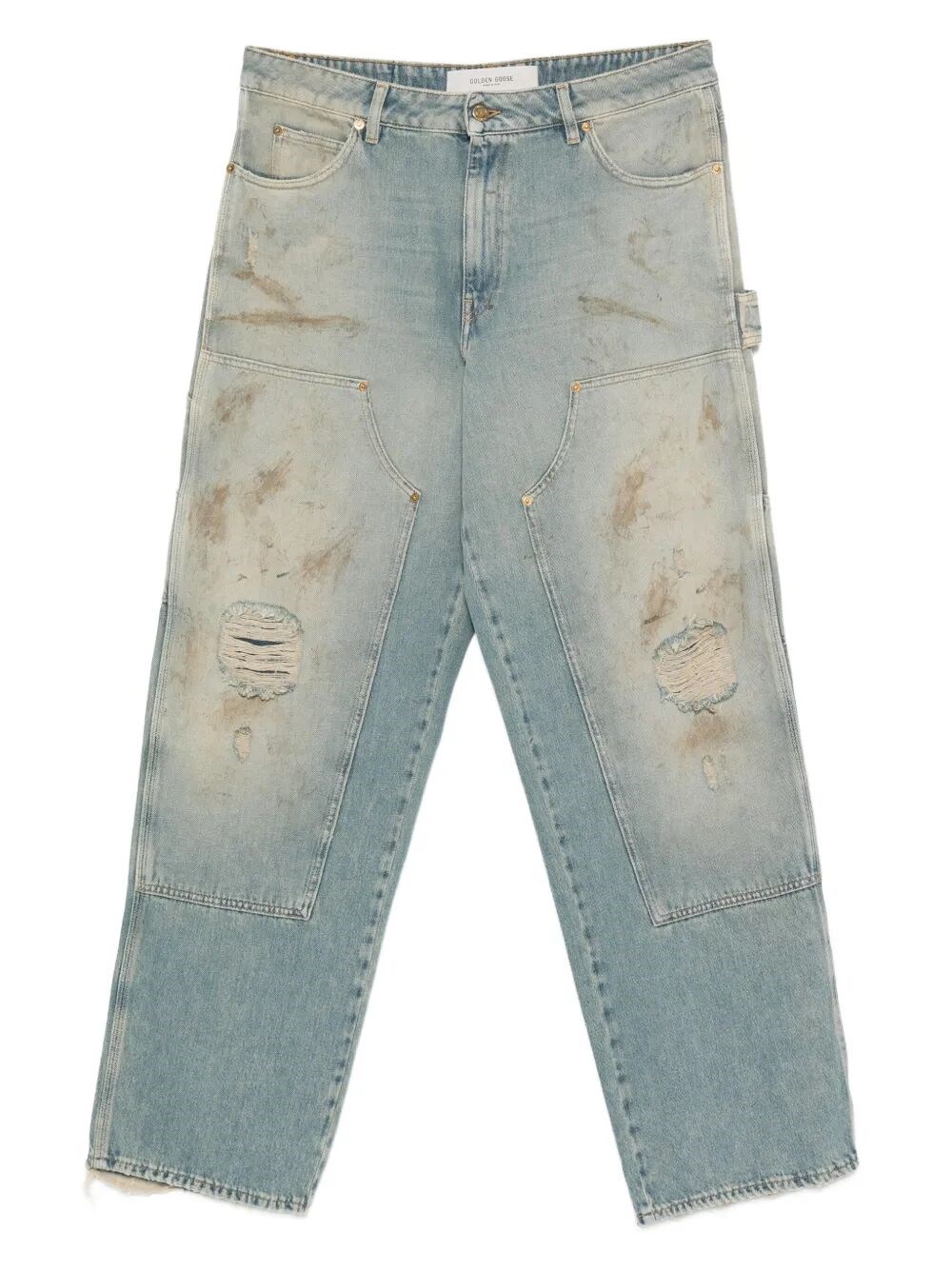Golden Goose Men Destroyed Denim Cotton Jeans In Blue