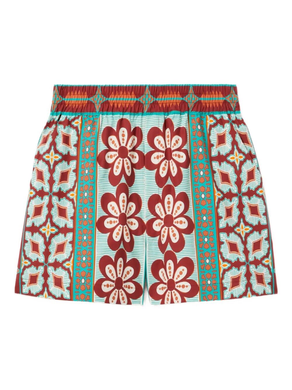 La Doublej Printed Cotton Shorts In Green