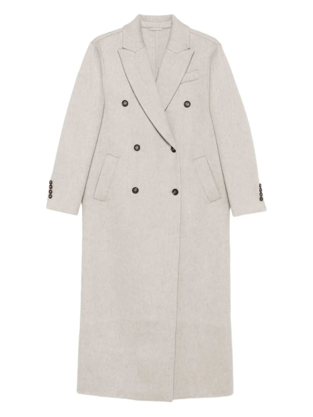 Brunello Cucinelli Double-breasted Cashmere Coat In Beige