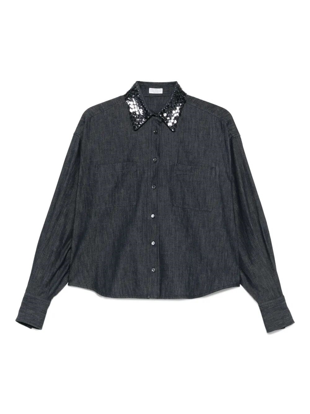 Brunello Cucinelli Sequin-embellished Denim Shirt In Blue