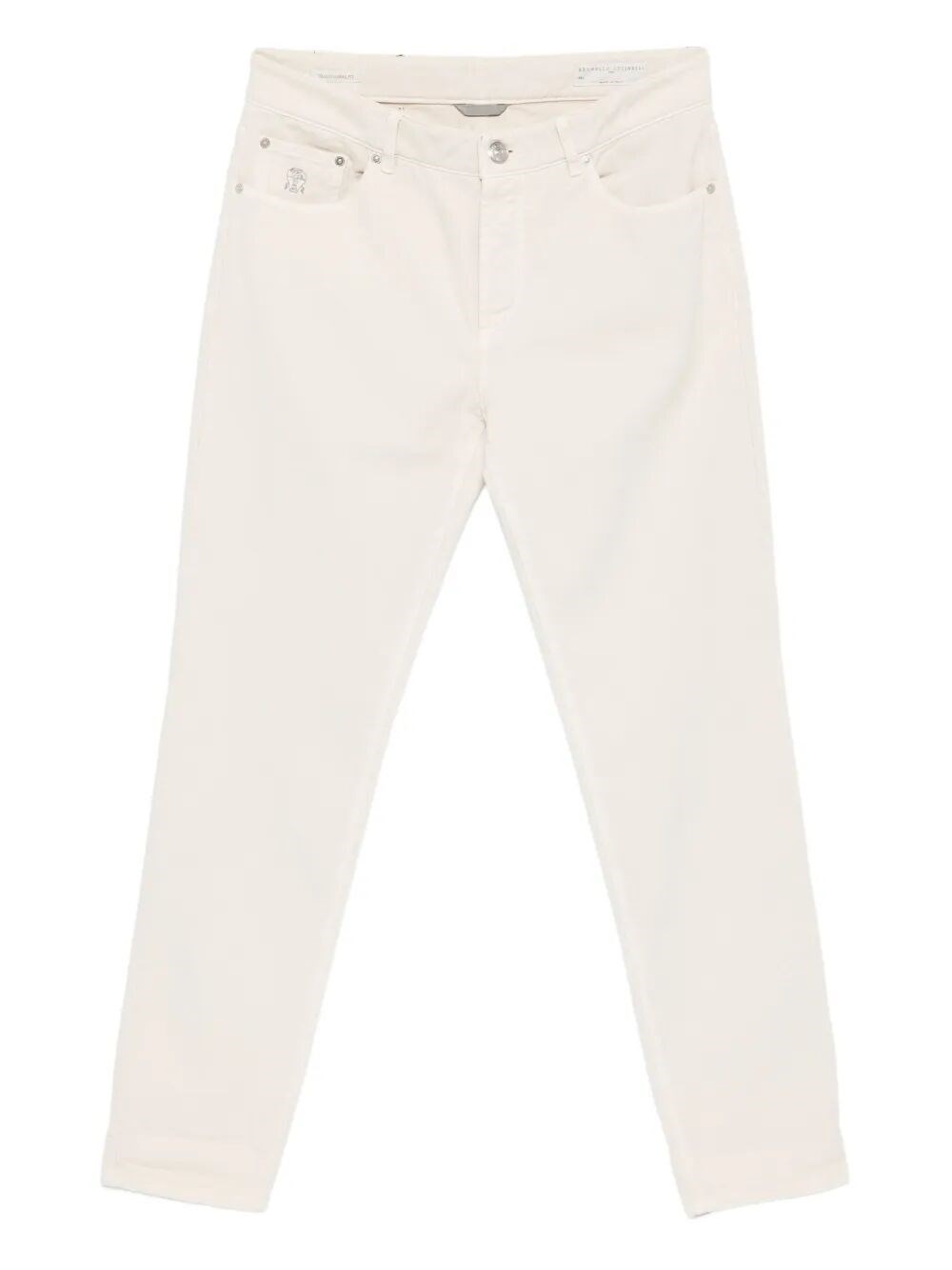 Brunello Cucinelli Cotton Trousers With Belt Loops And Five-pocket Styling In Beige