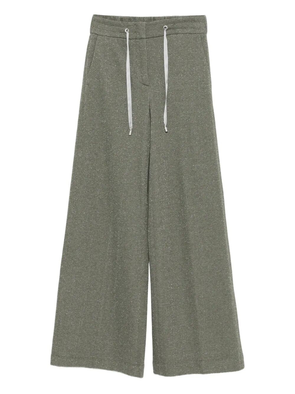 Peserico Wide-leg Pants With Drawstring Waist In Gray