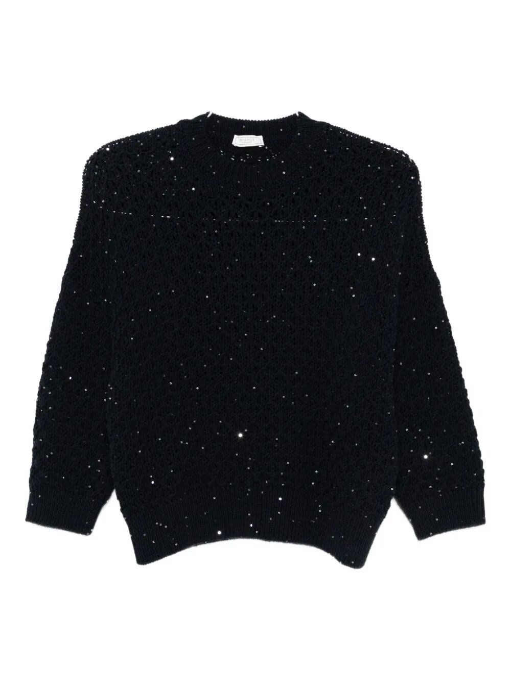 Peserico Sequin-embellished Wool Sweater In Black