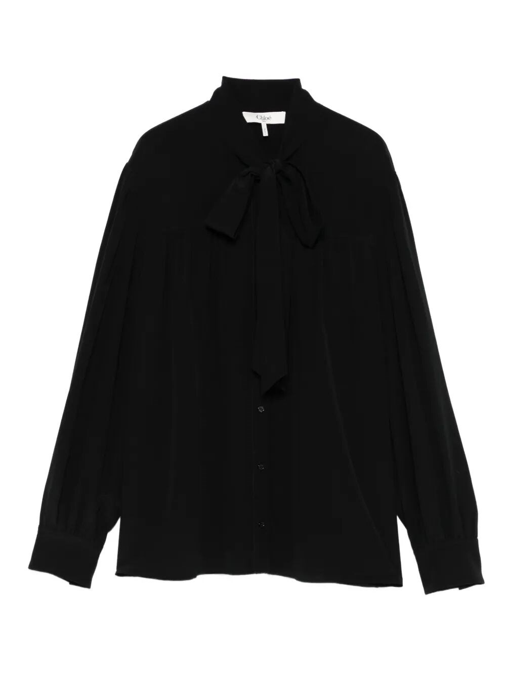 Chloé Pussy Bow-collar Silk Top In Black