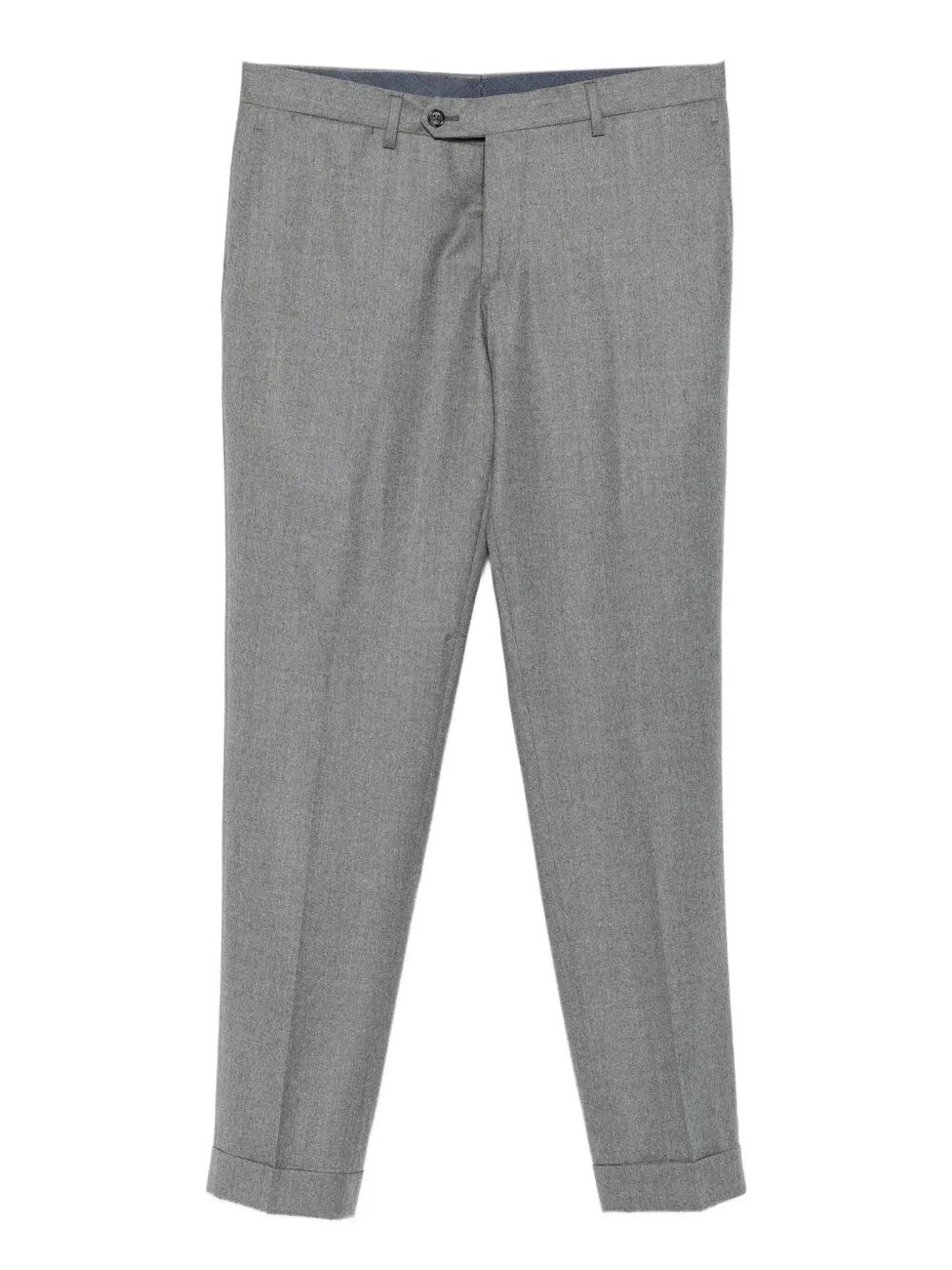 Barba Napoli Tailored Grey Wool Chinos In Gray