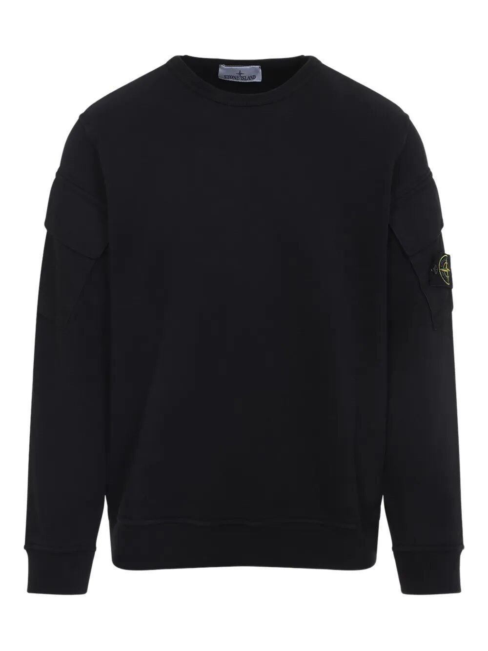 Stone Island Black Sweatshirt With Pockets And Compass Logo In Black