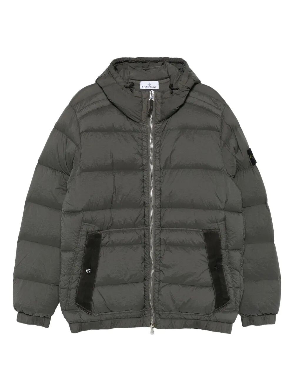 Stone Island Short Hooded Down Jacket In Gray