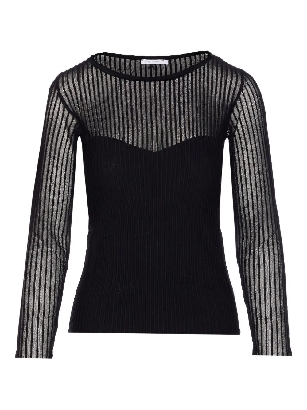 Patrizia Pepe Ribbed Transparent Knitwear In Black