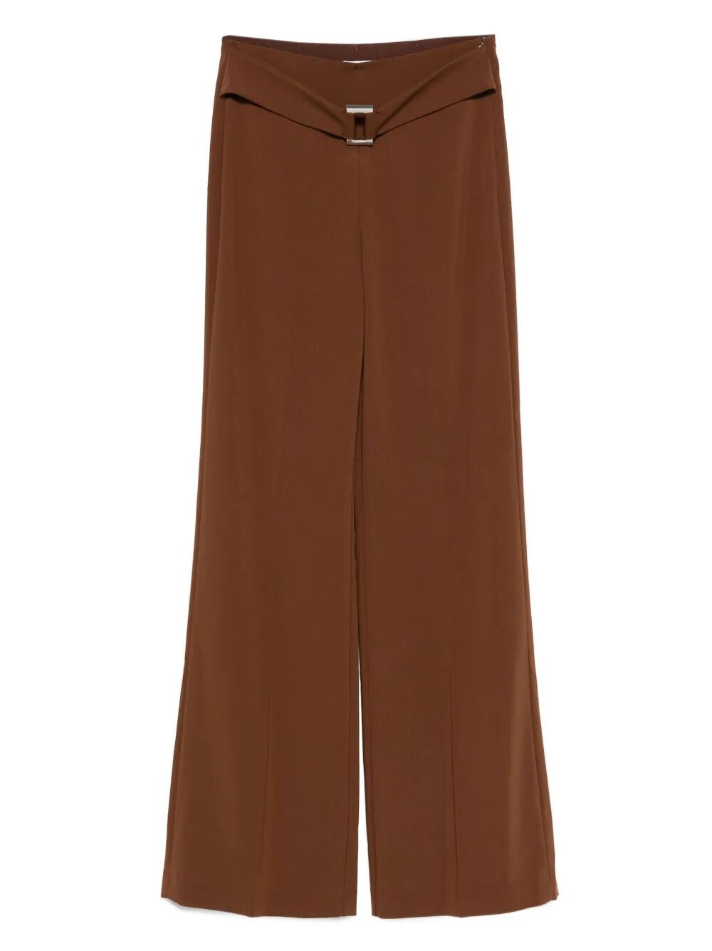 Patrizia Pepe Buckle-fastening Wide-leg Trousers In Brown