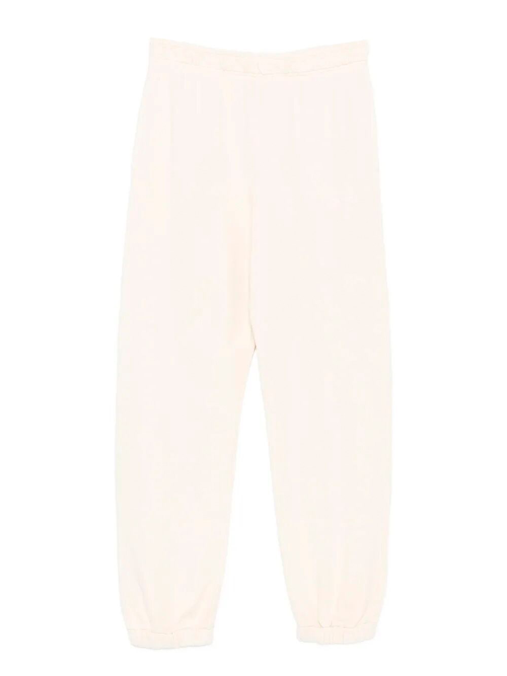 Pinko Straight Trousers With Elastic Waistband And Cuffs In Beige