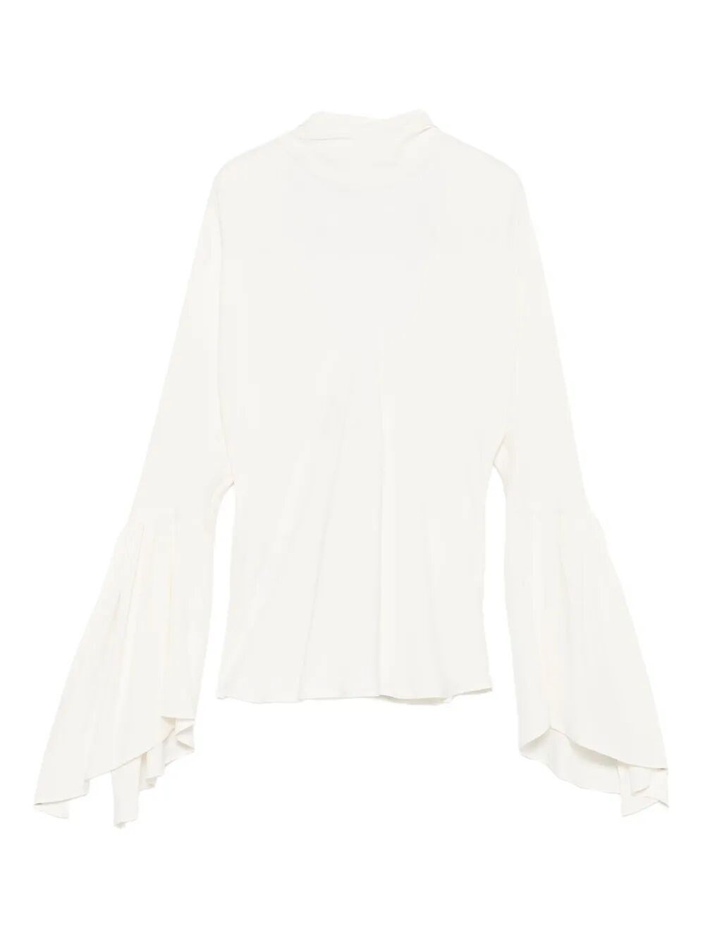 Pinko White High Neck Shirt With Flared Sleeves In White