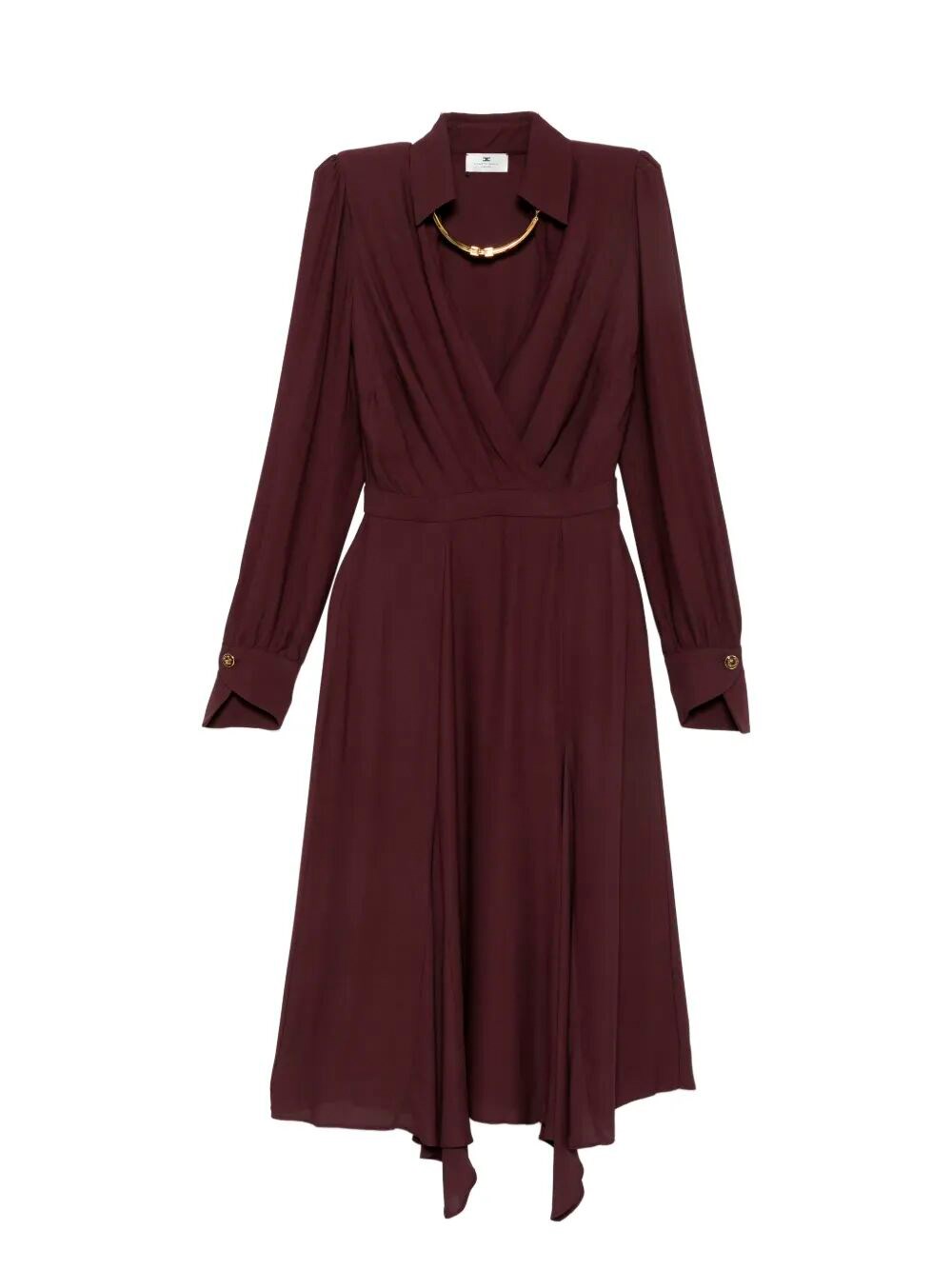 Elisabetta Franchi Wrap-design Flared Dress In Red