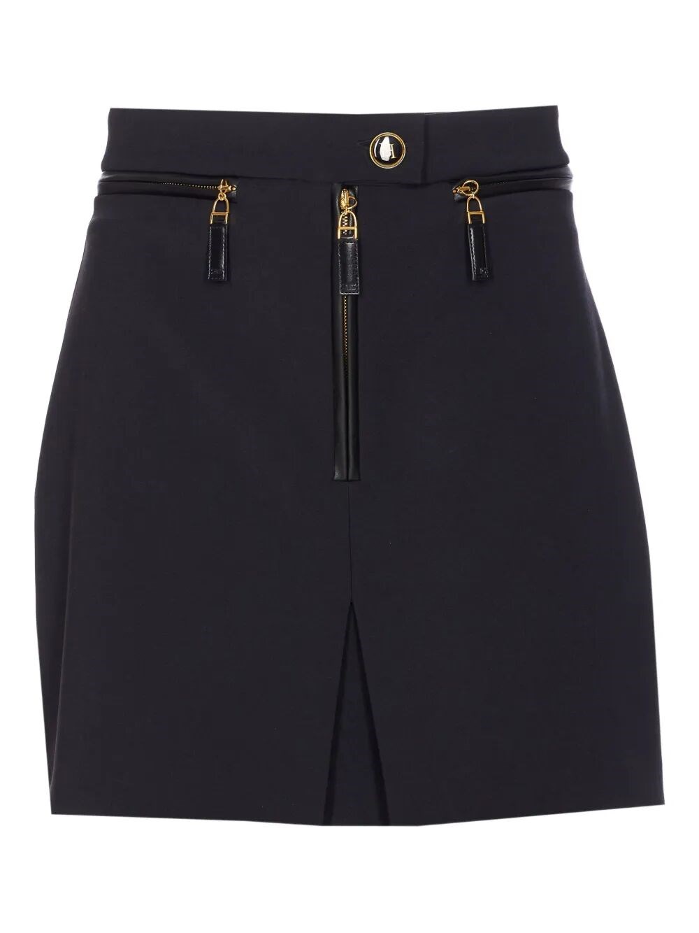 Elisabetta Franchi Mini Skirt With Front Slit In Black