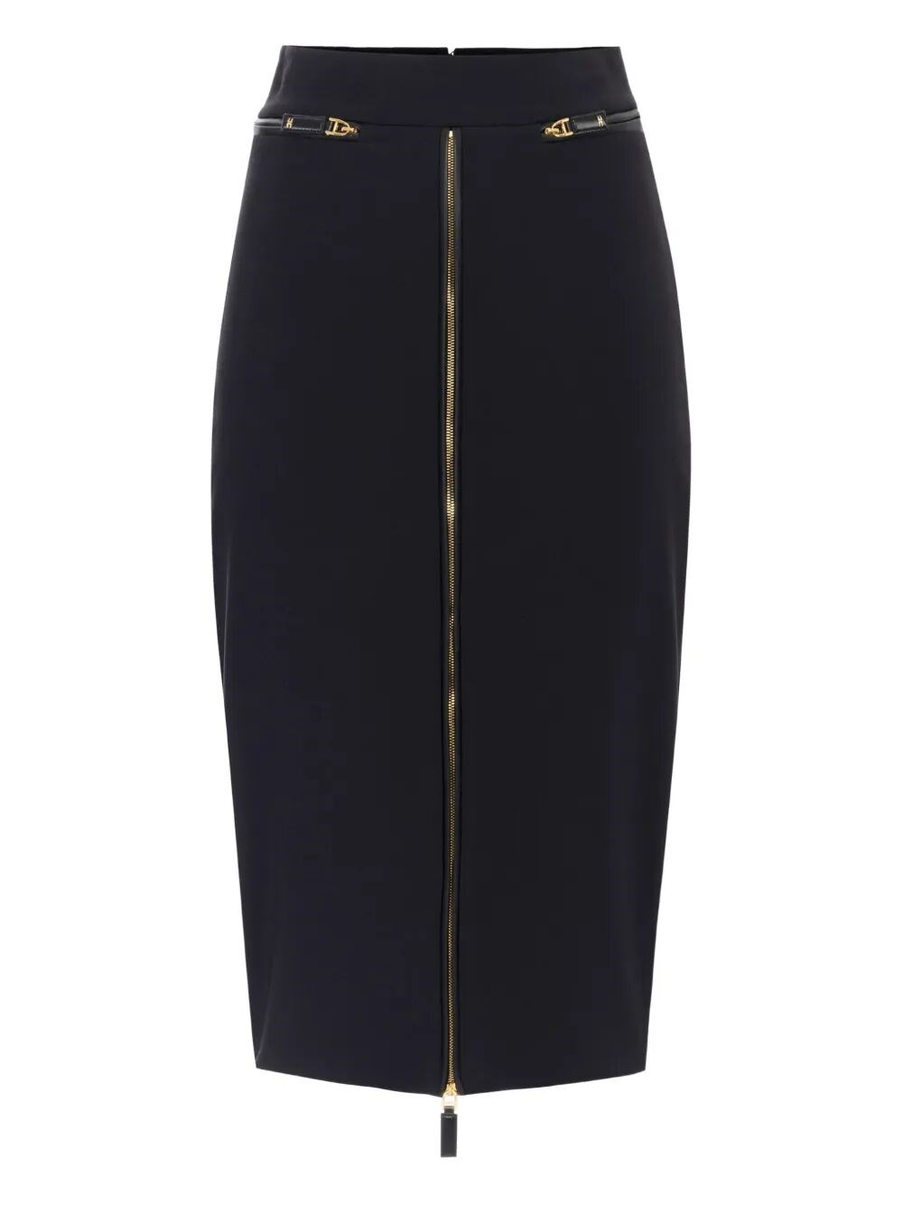 Elisabetta Franchi Lightweight Crepe Skirt With Black Zip In Black