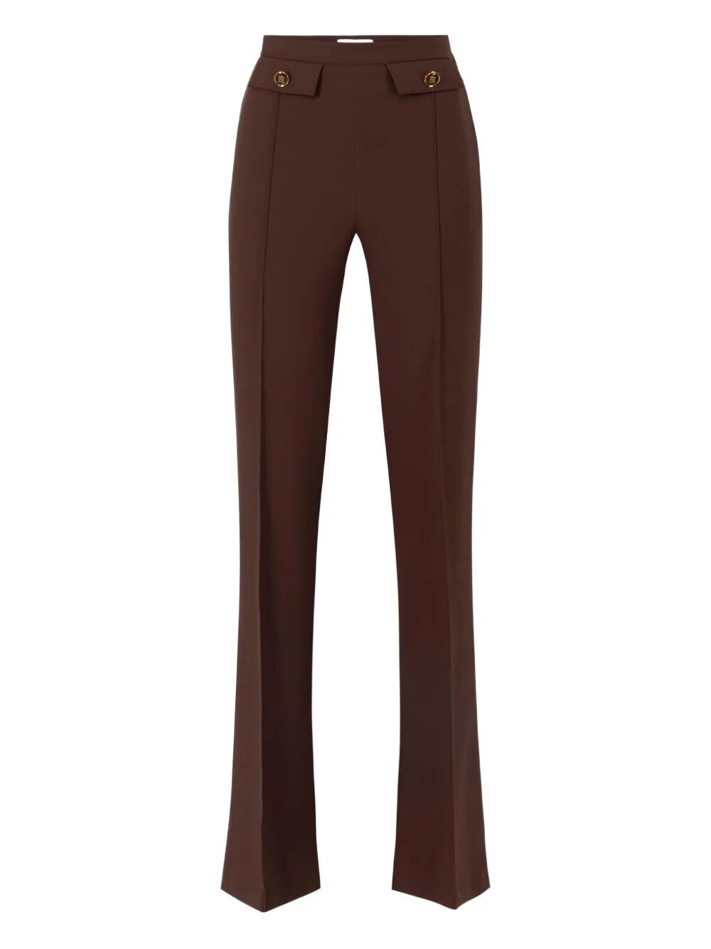 Elisabetta Franchi Flared Leg Trousers Gold-tone Buttons In Brown