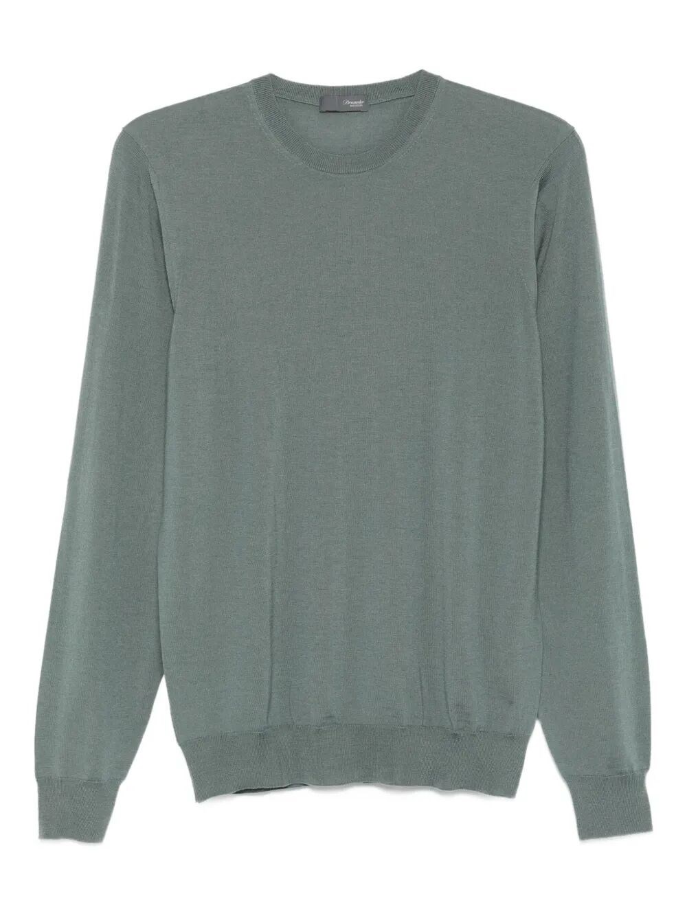 Drumohr Merino Wool Long Sleeve Crew-neck Sweater In Green