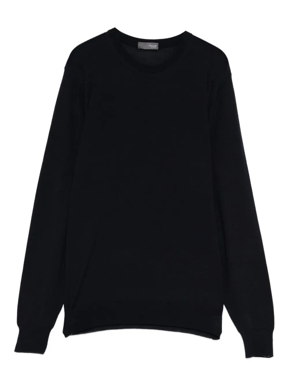 Drumohr Fitted Long Sleeve Crew-neck Sweater In Black